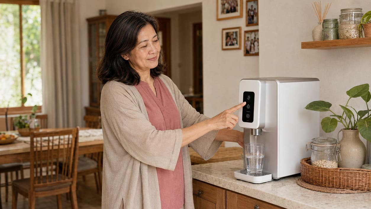 Madam Wong Soo Lan considering comfortable and accessible household products