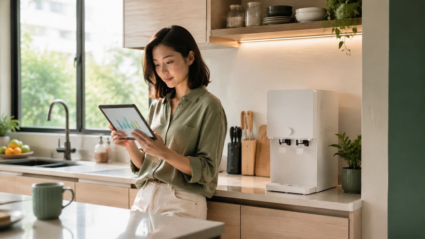 Malaysian household reviewing water purifier electricity use and monthly running costs